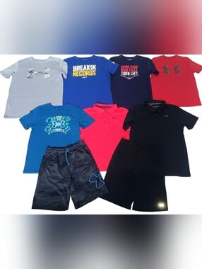 UNDER ARMOUR BOYS SIZE XL SUMMER SHIRTS, POLOS AND SHORTS CLOTHING BUNDLE EUC!